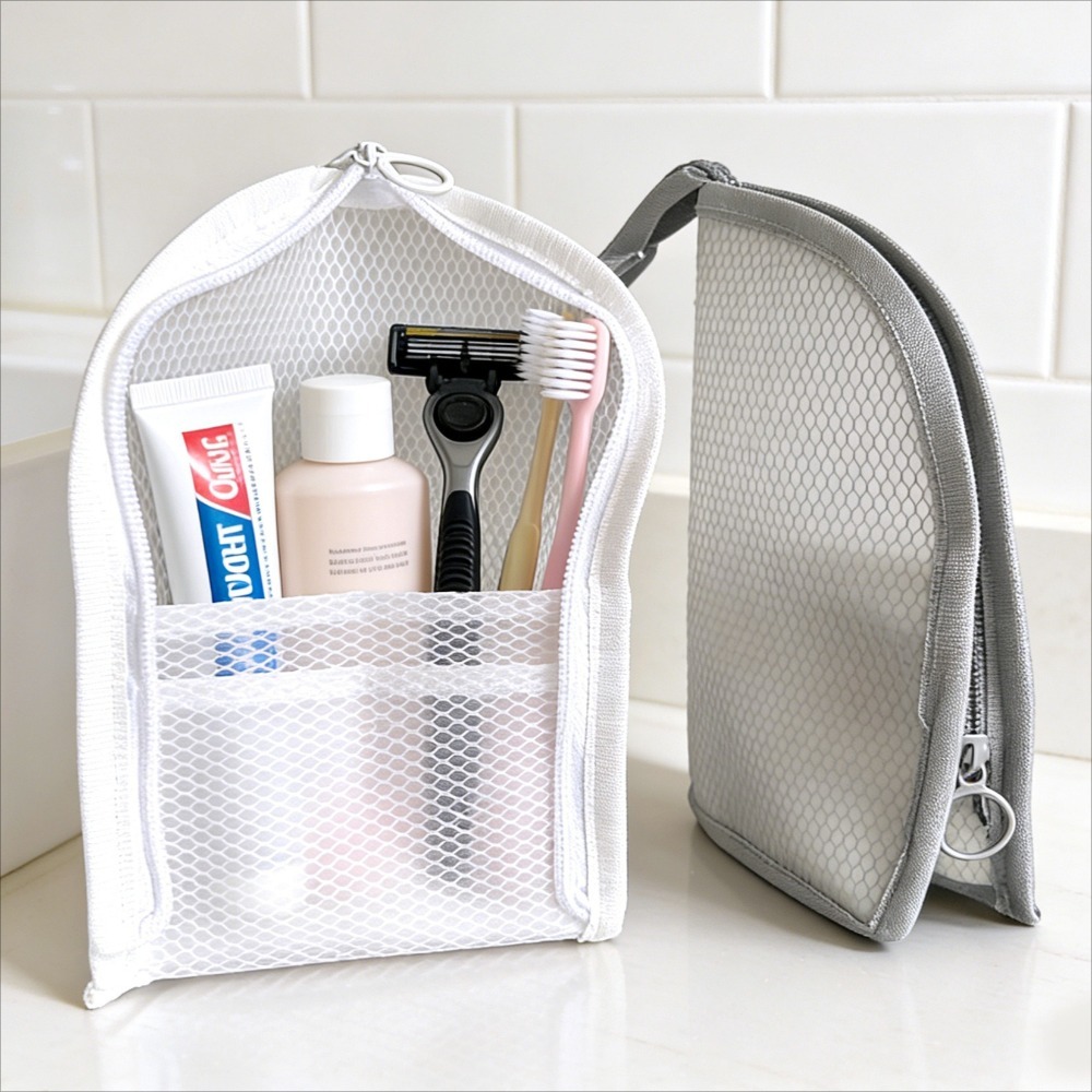 メッシュトイレタリーバッグ 通気性 速乾性 縦型歯ブラシホル - Cosmetic Bags のレビューと価格
