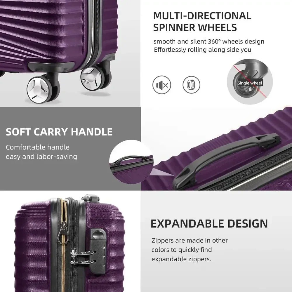5点セット ハードシェル拡張可能スーツケースセット スピナー - Expandable Hard Shell Luggage Set のレビューと価格