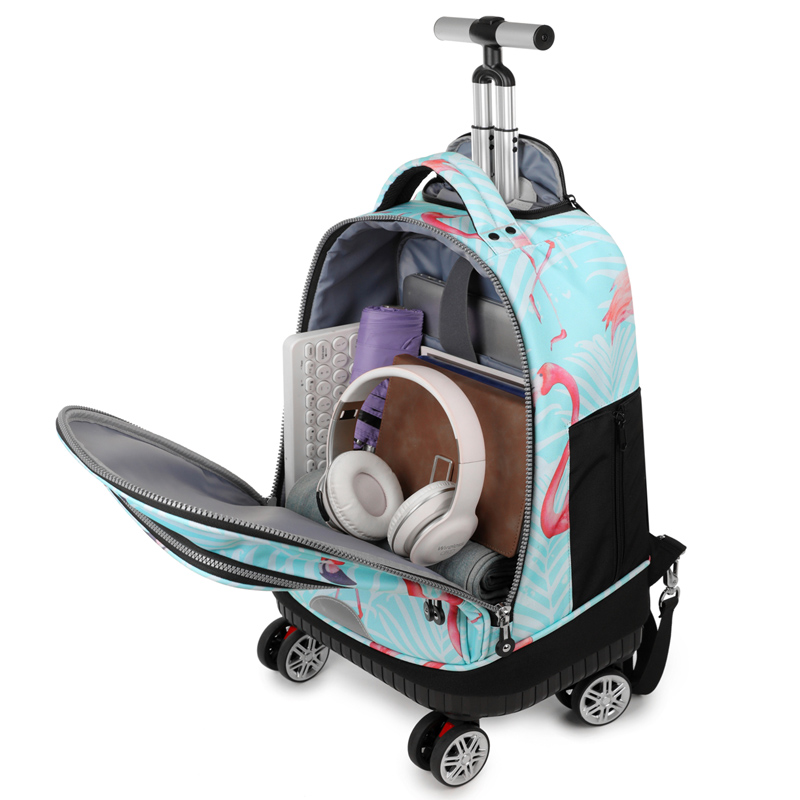 スピナーホイール付きローリングバックパック、女性男性用ローラ - Foldable Rolling Luggage Bag のレビューと価格