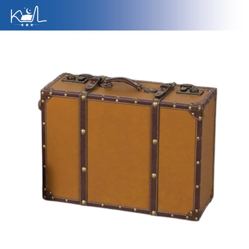 ヴィンテージオレンジ装飾スーツケース収納ボックス、アンティー - Retro Vintage Trunk Suitcase のレビューと価格