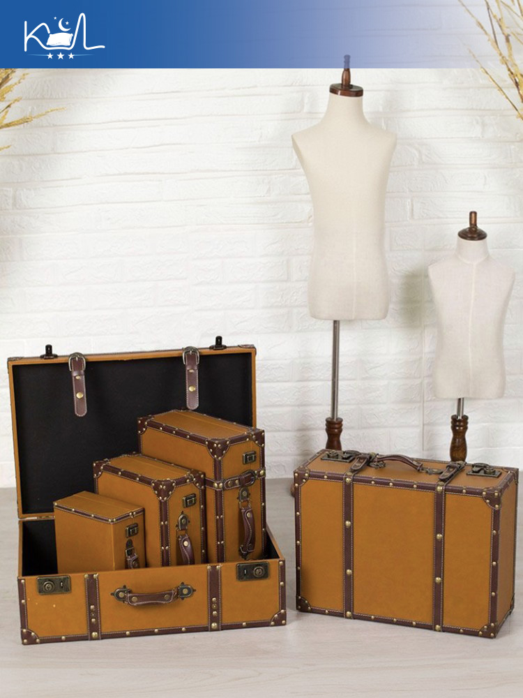 ヴィンテージオレンジ装飾スーツケース収納ボックス、アンティー - Retro Vintage Trunk Suitcase のレビューと価格