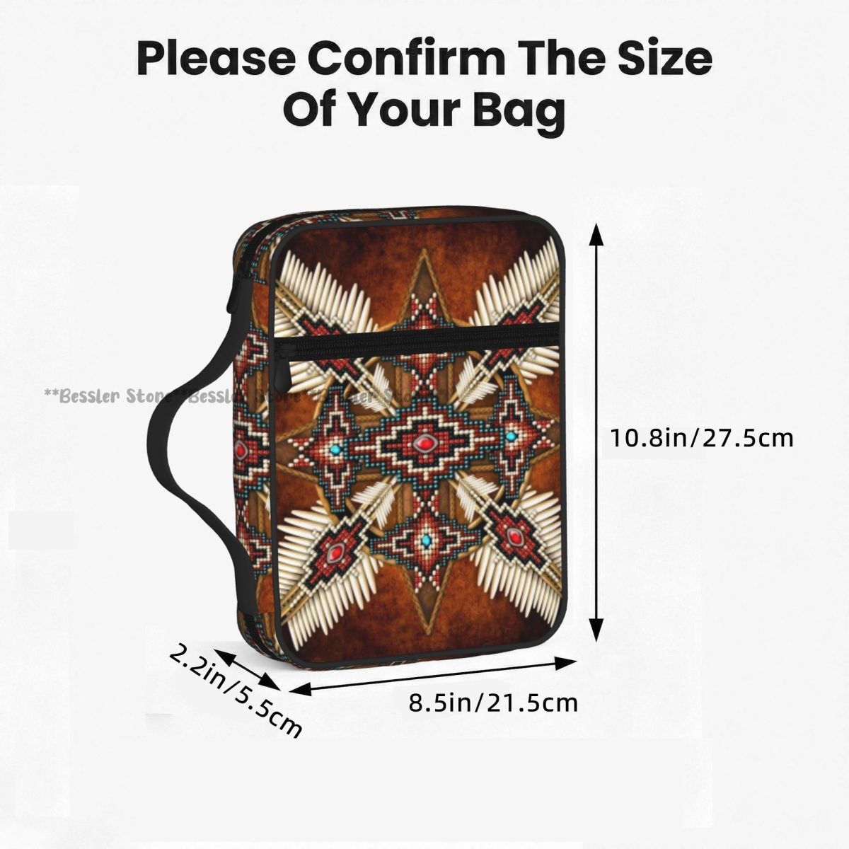 ネイティブアメリカン柄聖書バッグ ジッパーハンドル付きハンド - Handbags のレビューと価格