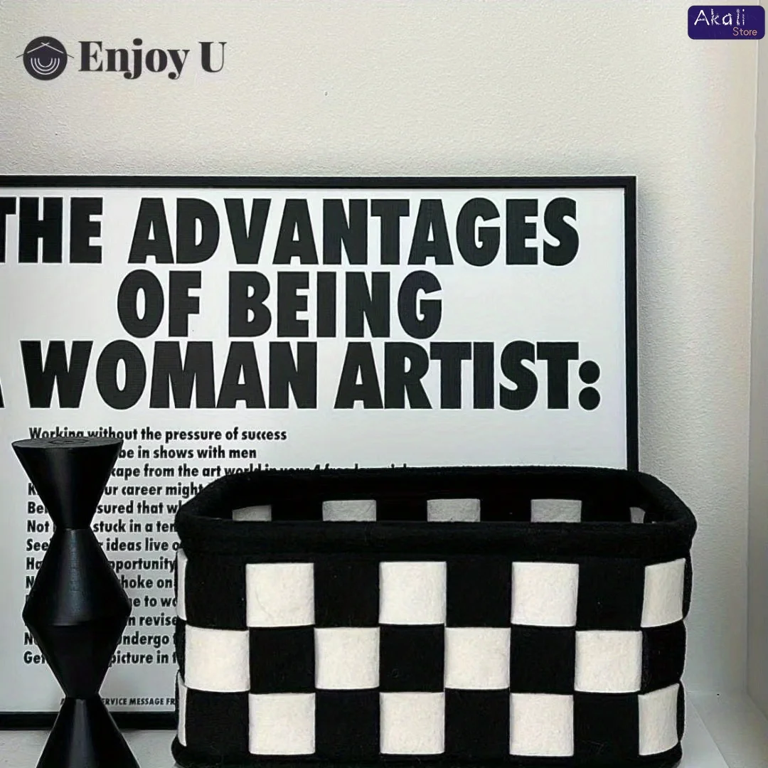 2026黒と白のチェック柄収納バスケットデスクトップ化粧品収 - Cosmetic Bags のレビューと価格