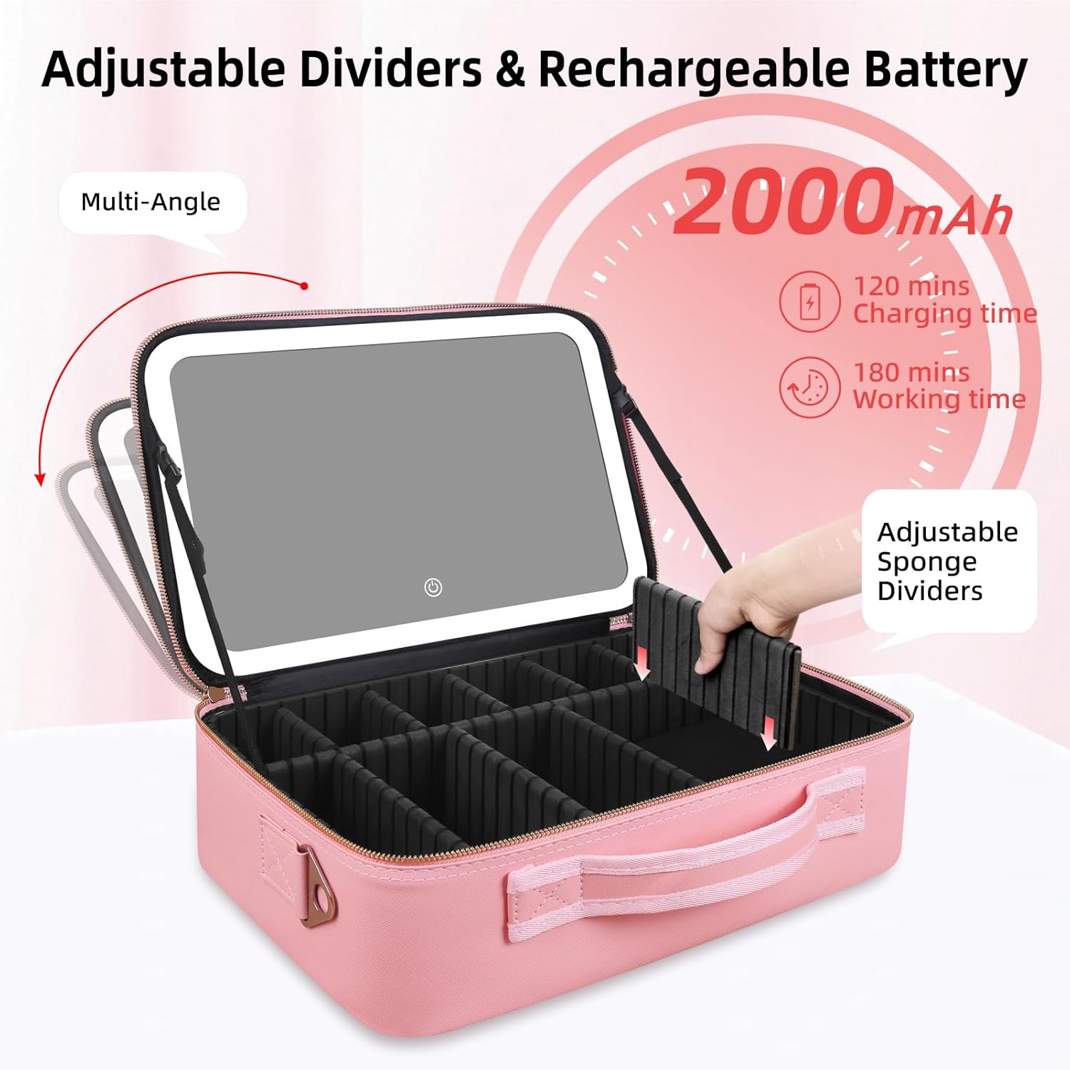 大容量メイクアップバッグ 15インチ×11インチ LEDミラ - Cosmetic Bags のレビューと価格