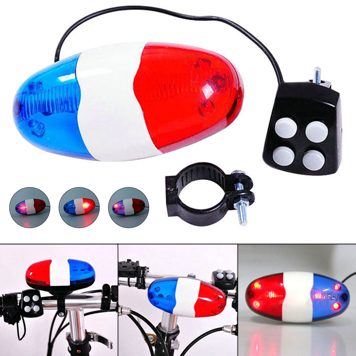 自転車ベル パトカーライト 6LED 4音 電子ホーン サイ - Kids Ride On Suitcase Scooter のレビューと価格